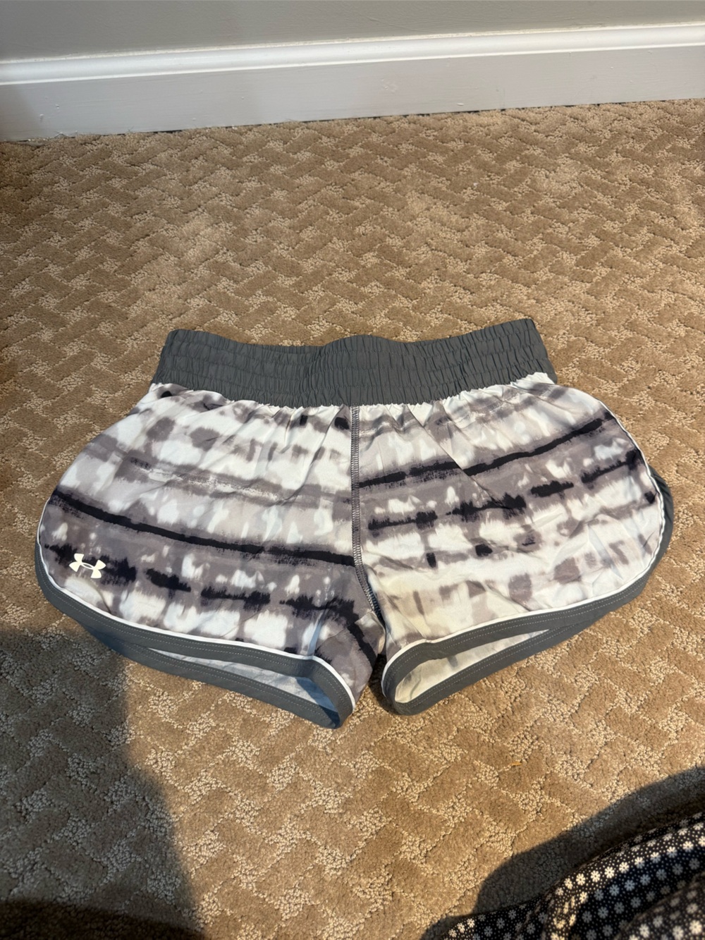 Under Armour Girls' Gray and White Tie-Dye Athletic Shorts